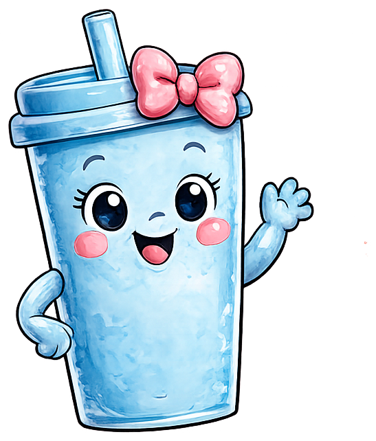 Little Lottie, the cheerful blue cup character who guides children through faith-filled activities.
