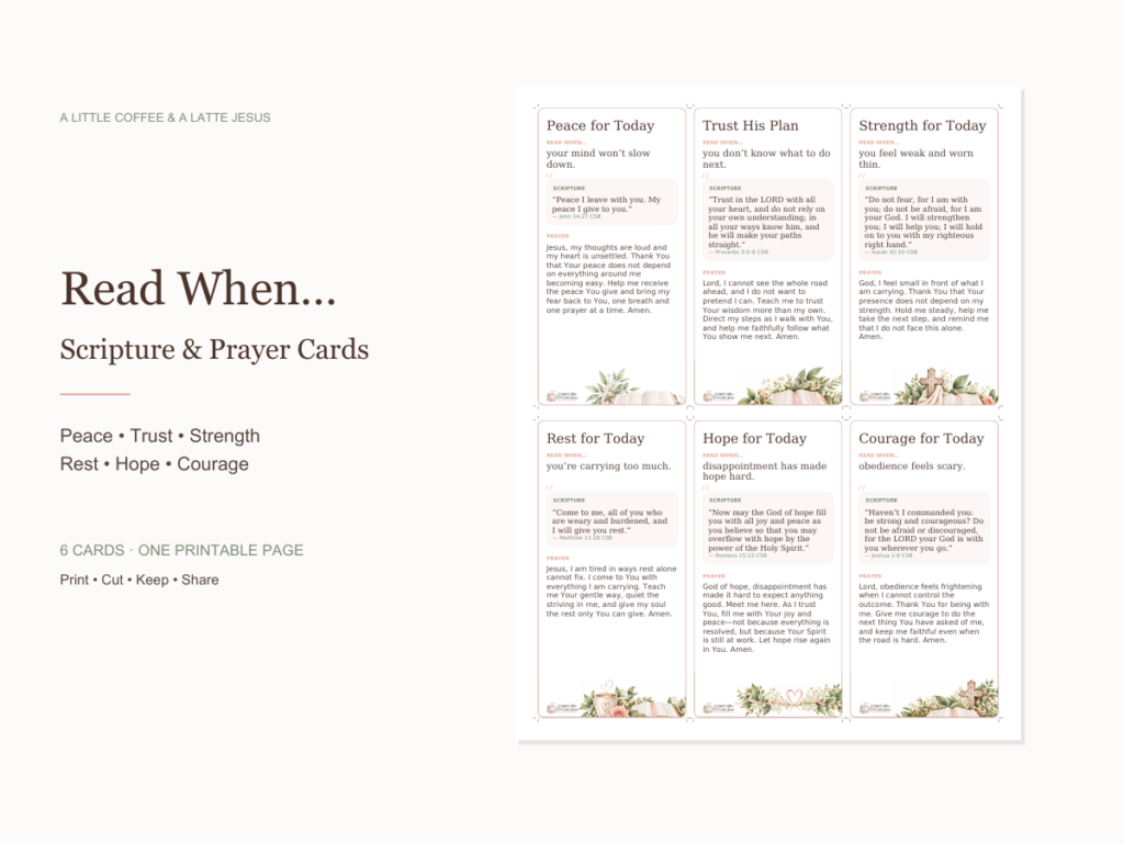 Preview of the Read When Scripture & Prayer Cards printable with six Scripture and prayer cards